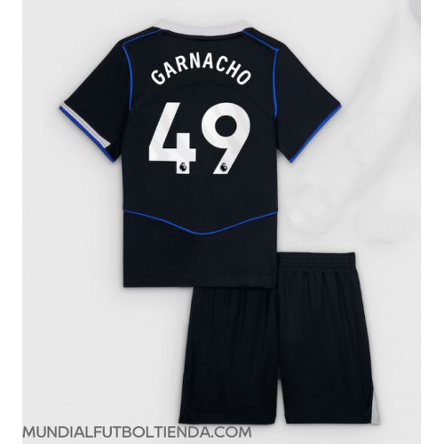 Camiseta Chelsea Alejandro Garnacho #49 Tercera Equipación Replica 2025-26 para niños mangas cortas (+ Pantalones cortos)